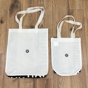 Lululemon Reusable Tote Bags Set of 2 Black & White 1 Large 1 Small